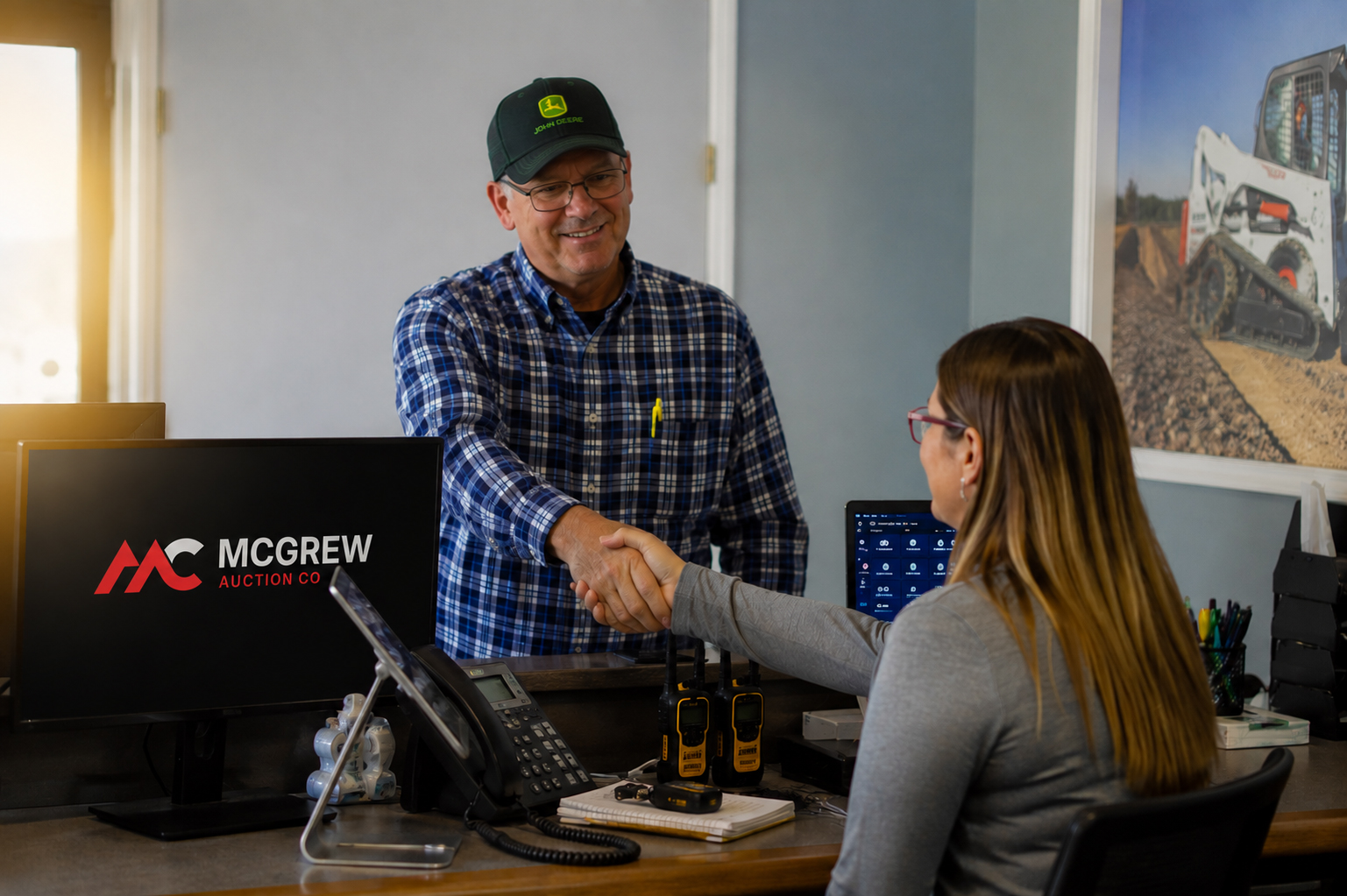McGrew Customer Shaking Hands with Finance Person at a Desk